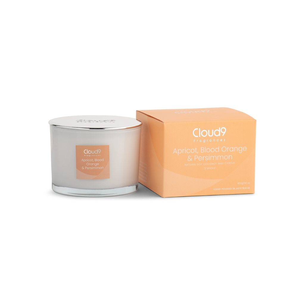 🎁 Apricot, Blood Orange & Persimmon Scented Candle 3 Wick (100% off)
