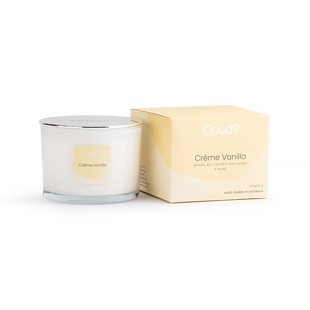 🎁 Creme Vanilla Scented Candle 3 Wick (100% off)