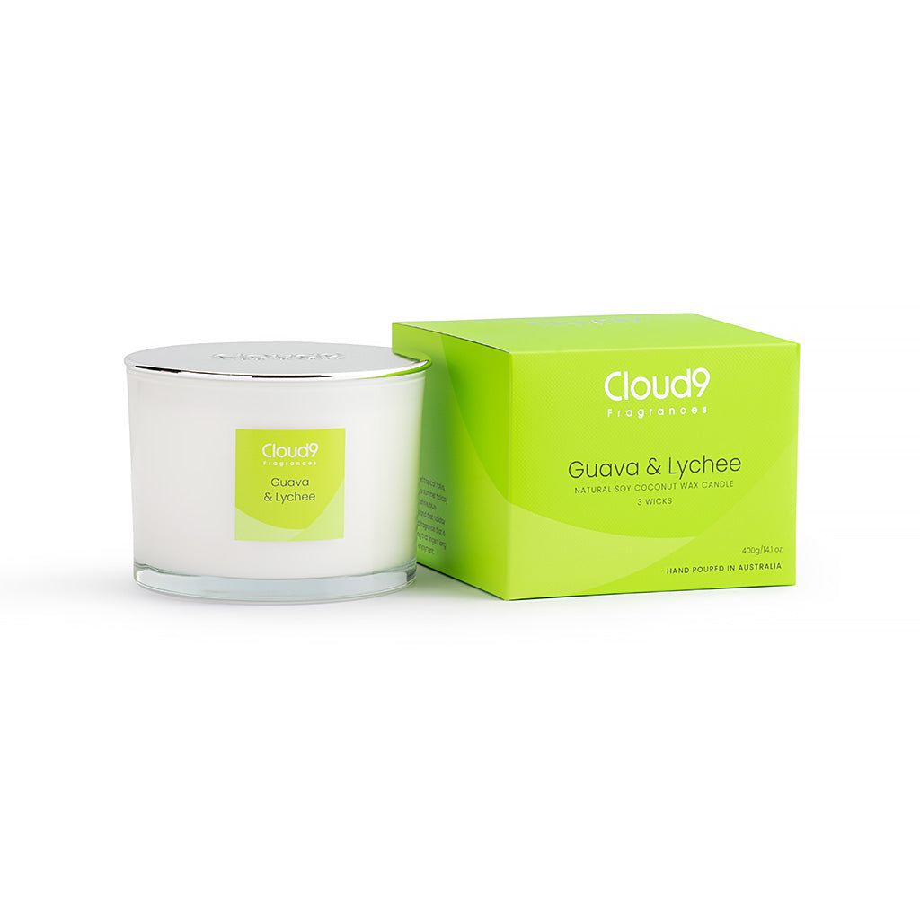 🎁 Guava & Lychee Scented Candle 3 Wick (100% off)