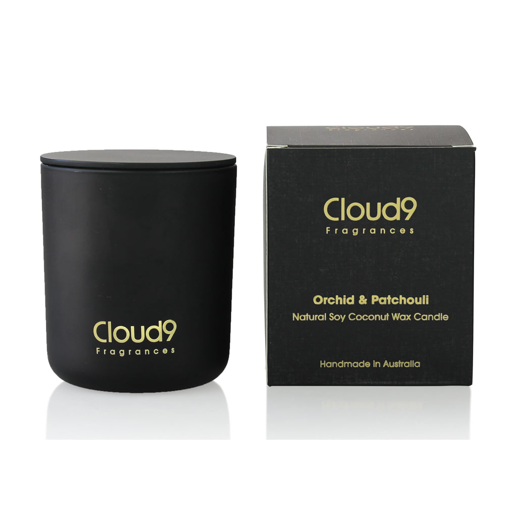 Orchid & Patchouli Scented Candle Black