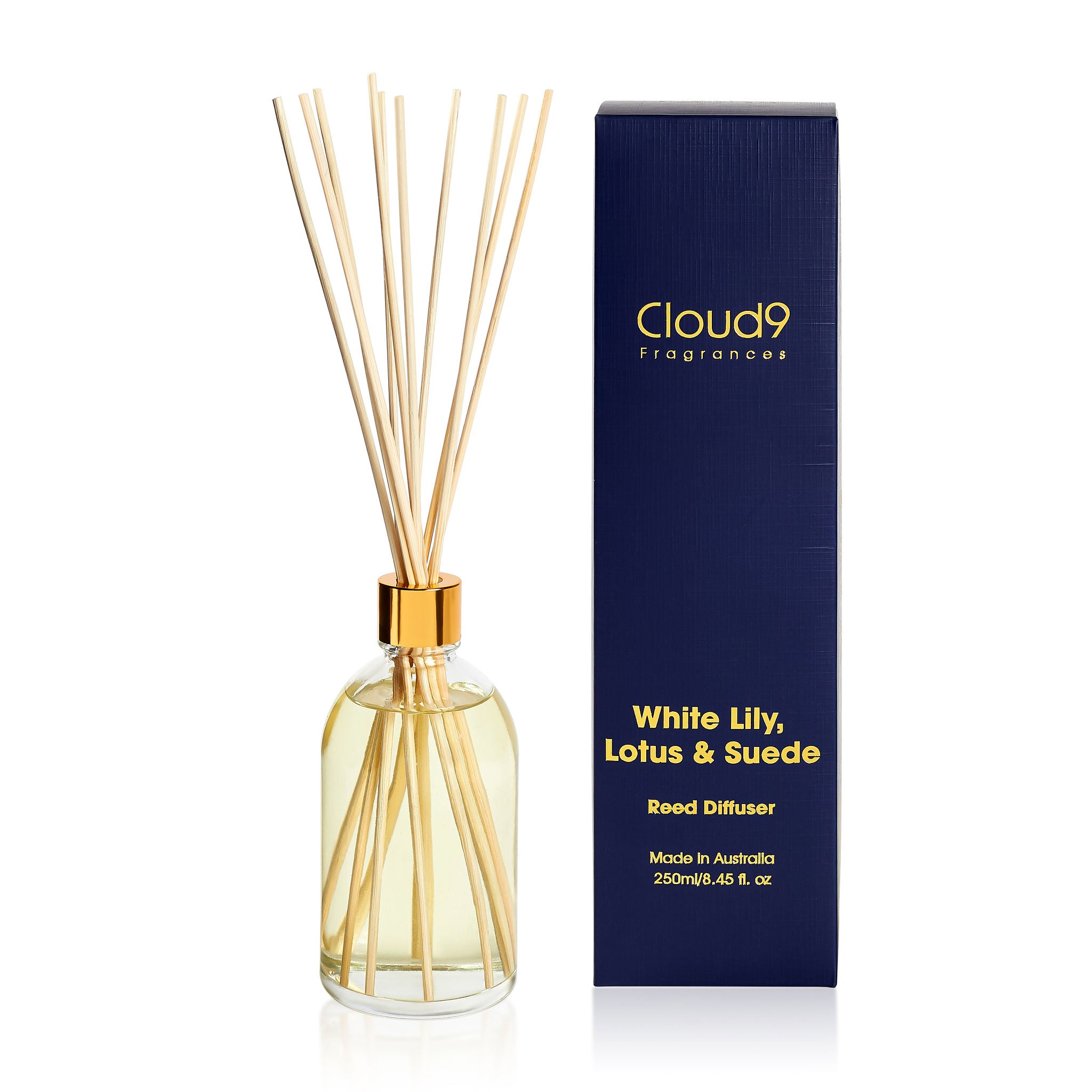 white lily diffuser White Lily, Lotus & Suede Reed Diffuser – Cloud Nine Fragrances
