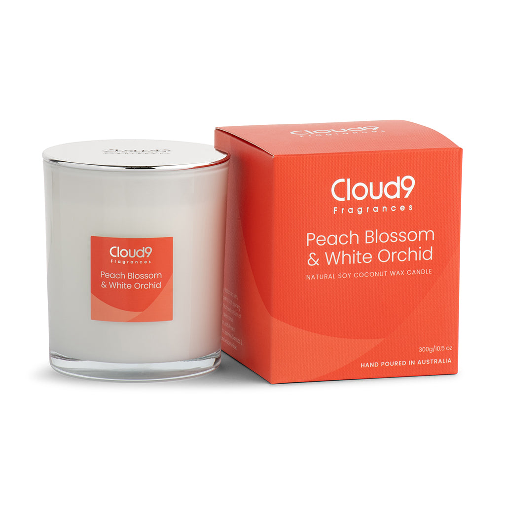 Peach Blossom &amp; White Orchid Scented Candle