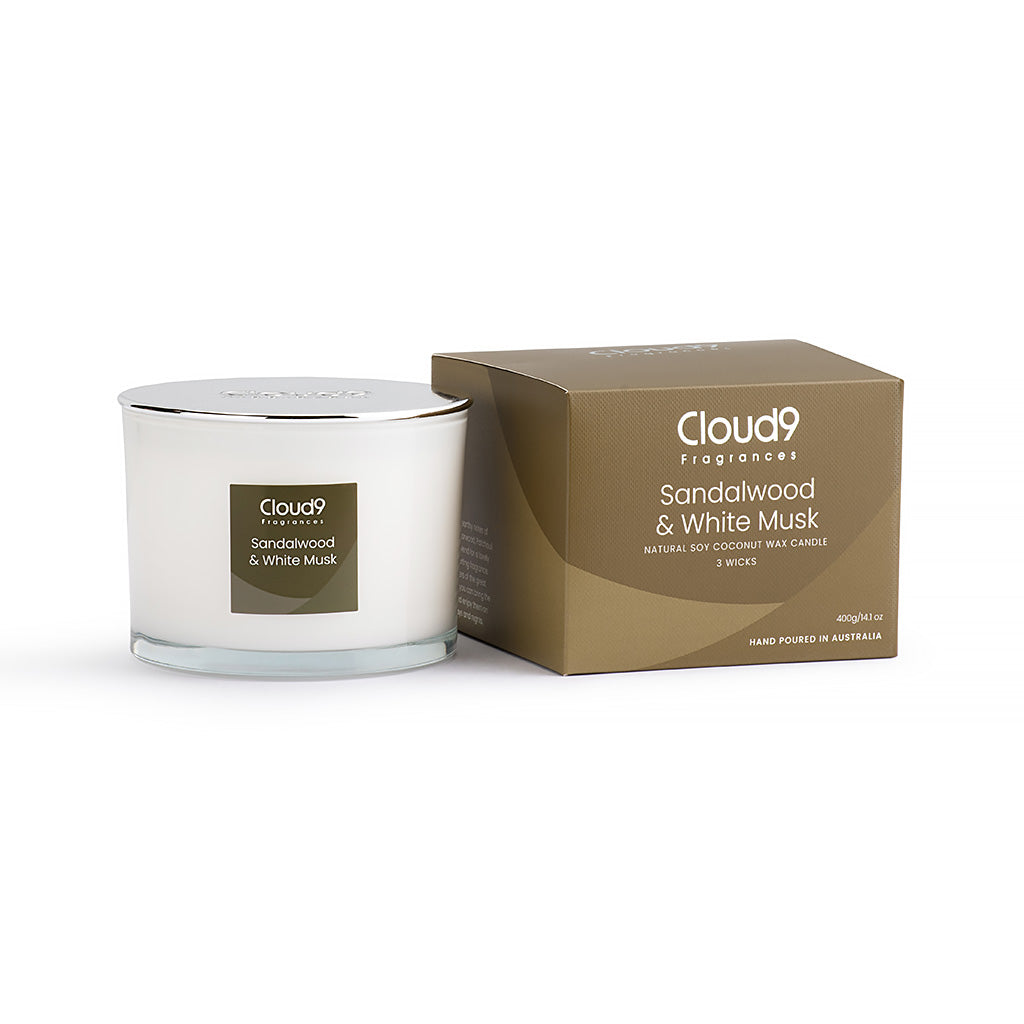 🎁 Sandalwood &amp; White Musk Scented Candle 3 Wick (100% off)