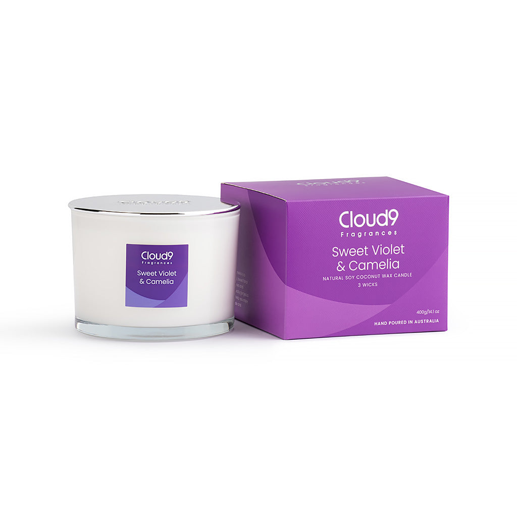 🎁 Sweet Violet &amp; Camelia Scented Candle 3 Wick (100% off)