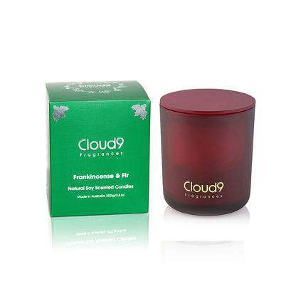 Frankincense &amp; Fir Scented Candle Large Red