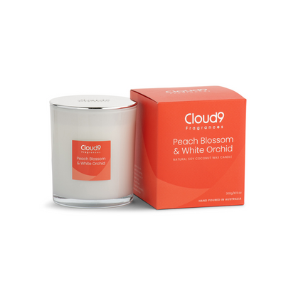 Peach Blossom &amp; White Orchid Scented Candle