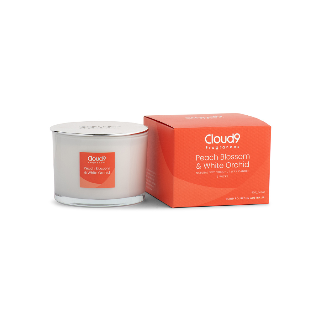 🎁 Peach Blossom &amp; White Orchid Scented Candle 3 Wick (100% off)