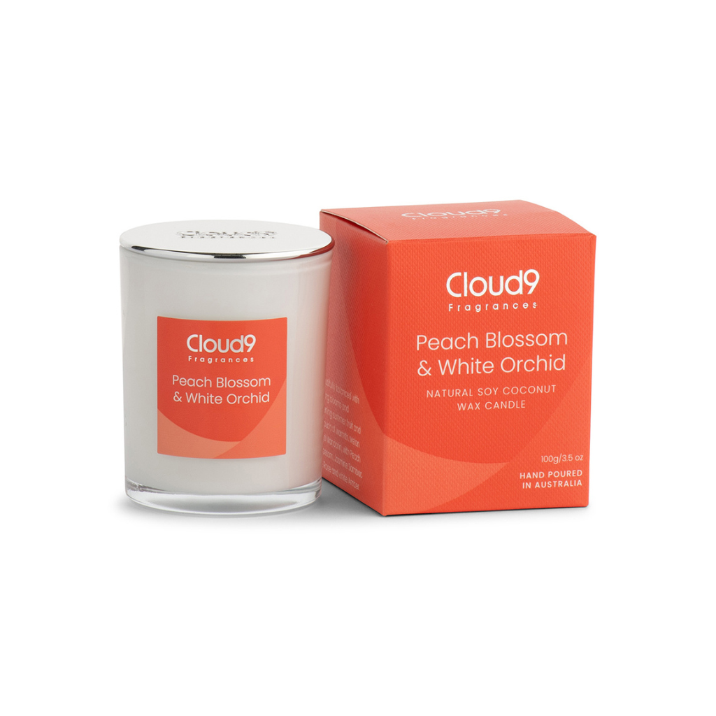 Peach Blossom &amp; White Orchid Scented Candle Small