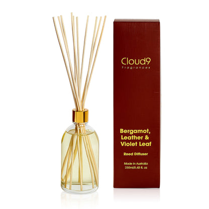 Bergamot, Leather &amp; Violet Leaf Reed Diffuser