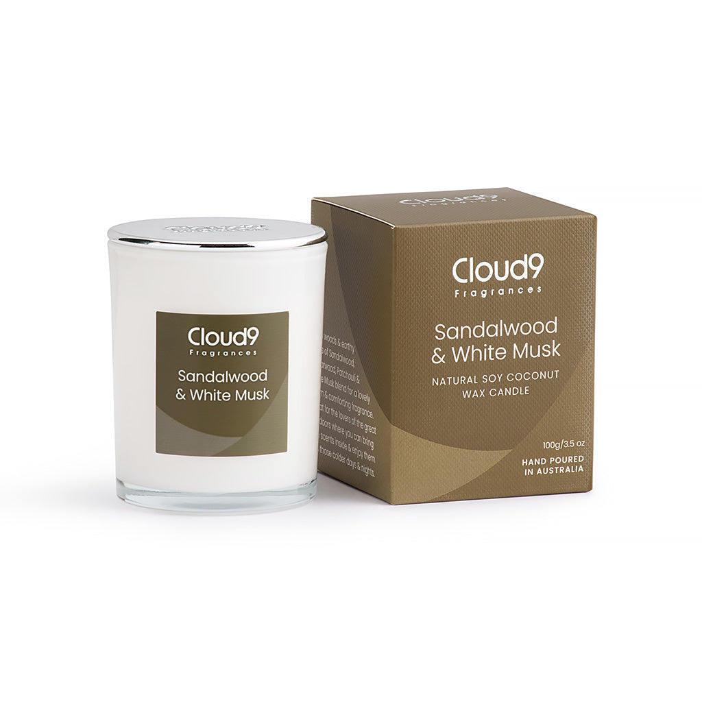 Sandalwood &amp; White Musk Scented Candle Small