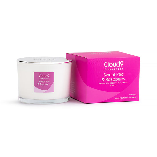 Sweet Pea & Raspberry Scented Candle 3 Wick