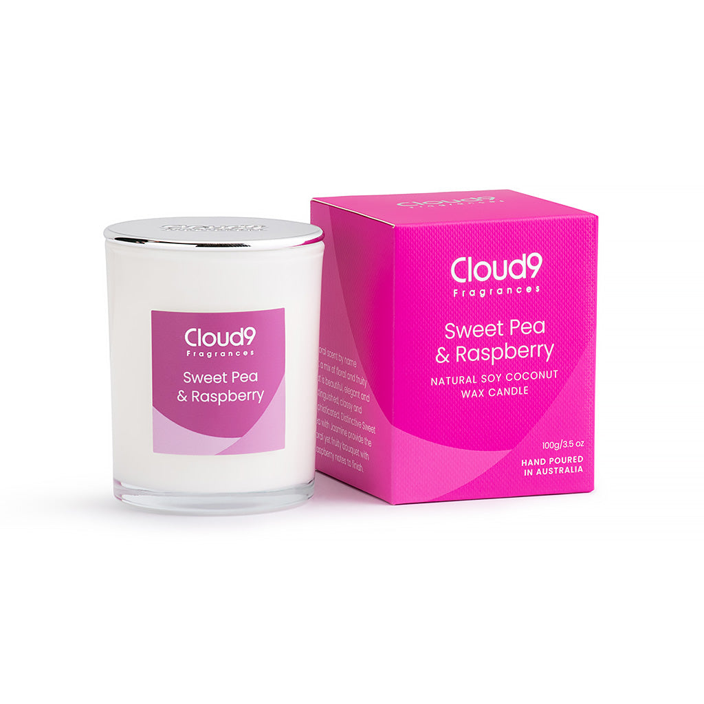 Sweet Pea Raspberry Sweet Pea & Raspberry Scented Candle Small – Cloud Nine Fragrances
